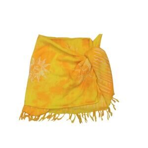 I.G. Sport Yellow White Sun Sarong Dress One Size Summer Coverup